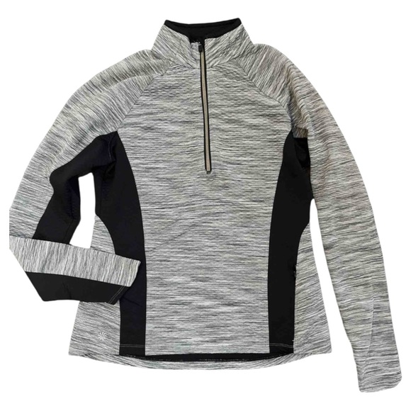 ATHLETA Snowscape Spacedye Half Zip Pullover in Gray/Black Size Small — SO COMFY - Picture 2 of 10
